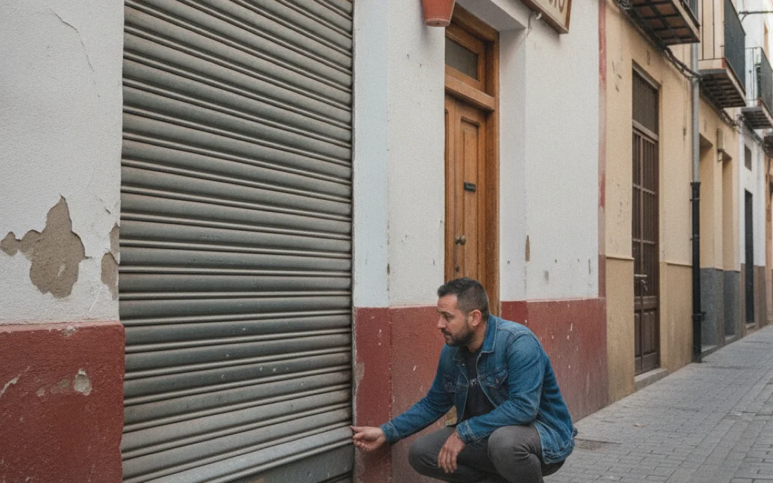 Cierre metálico de comercio reparado en Sant Boi